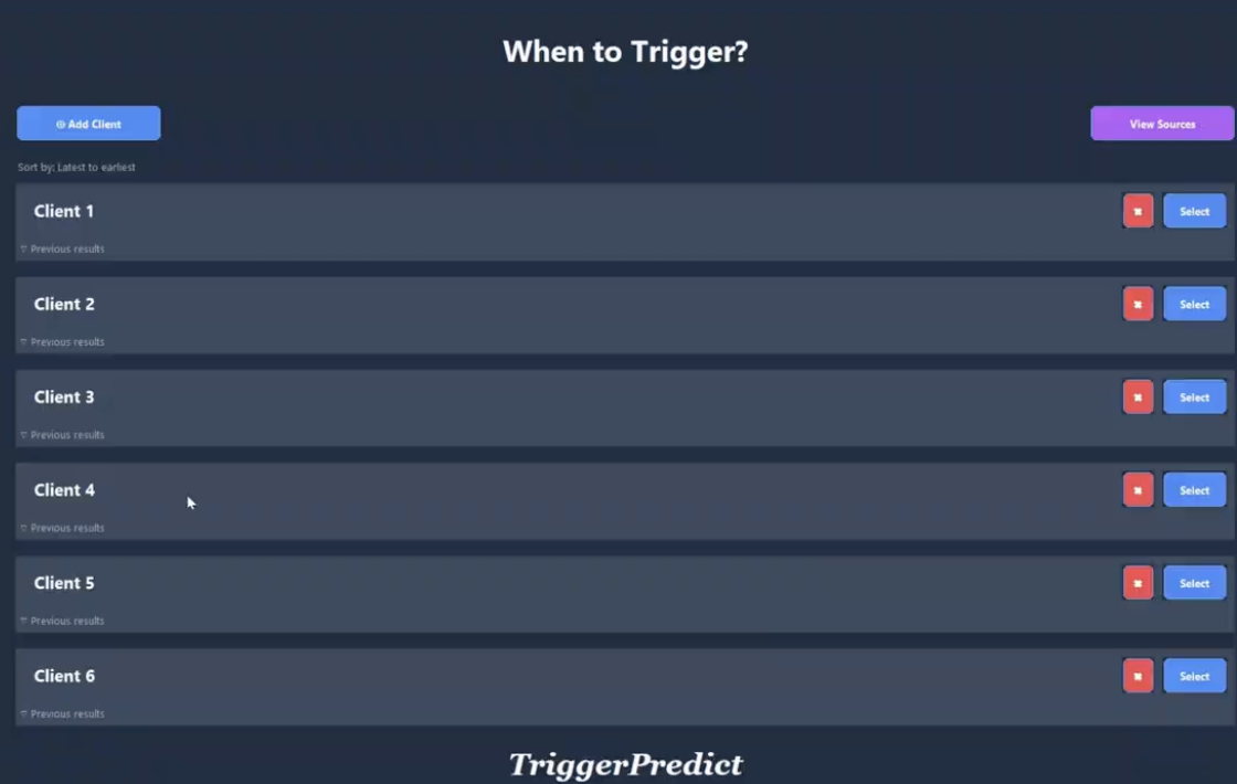 TriggerPredict UI Screen